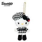 【日本正版授權】三麗鷗 千鳥格系列 玩偶吊飾 - 凱蒂貓