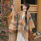 【AnZa】民族風水波紋混色針織披肩外套(4色)    FREE 米色