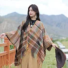【AnZa】民族風水波紋混色針織披肩外套(4色)    FREE 卡其