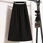 【AMIEE】洋氣顯瘦厚磅高腰A字裙(KDSQ-9479) M 黑色