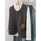 【MsMore】 小香風針織氣質背心毛衣外套# 126998 FREE 灰色