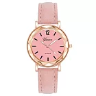 【HandStyle】女錶 切面花邊框簡約時標磨砂帶腕錶(80020) _粉紅色