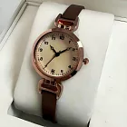 【HandStyle】女錶 英倫數字標茶晶面水鑽細錶帶腕錶(11030) _褐色