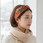 【HandStyle】髮箍 摩登風幾何鏈條絲緞扭結寬邊髮箍(63025) _橘色鍊條