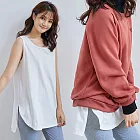 【AnZa】中大尺碼 四季純棉內搭打底長版背心(2色)      FREE 白色(圓弧擺)