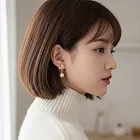 【HandStyle】夾式耳環 簡約蝴蝶鑲鑽珍珠吊墜蚊香盤耳夾(85045) _金色