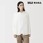 【MUJI 無印良品】男吉貝木棉混二重紗織立領長袖襯衫 S 白色