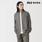 【MUJI 無印良品】男吉貝木棉混二重紗織立領長袖襯衫 S 灰色
