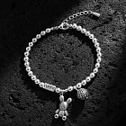 【HandStyle】手鍊 韓系精緻萌趣兔子墜飾銀色圓珠手鍊(15065) _毛線兔