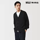 【MUJI 無印良品】男二重織V領開襟衫 S 黑色