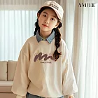 【AMIEE】韓系簡約銀狐絨圓領親子裝(KDTQ-3254C) 110 杏色