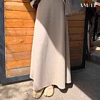 【AMIEE】韓版洋氣垂感高腰A字長裙(KDSQ-1218) M 燕麥色