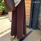 【AMIEE】韓版洋氣垂感高腰A字長裙(KDSQ-1218) M 咖啡色