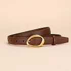 【HandStyle】皮帶 優雅洗鍊不規則金色金屬圓扣女士皮帶(37085) _焦糖色x100cm