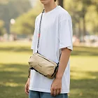 【HandStyle】側背包 戶外騎行機能快取灰白繩摺疊水瓶側背包(29100) _卡其