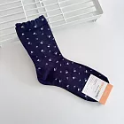 Kankoku韓國  溫柔小花刺繡棉襪    藏青色