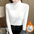 【AnZa】中大尺碼德絨V領保暖上衣(4色)     M-L 白色