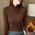 【AnZa】中大尺碼德絨V領保暖上衣(4色)     M-L 咖啡