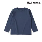 【MUJI 無印良品】兒童棉天竺圓領長袖T恤 110 深藍