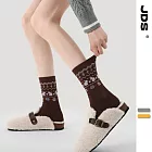 【JDS設計襪】珊瑚絨加厚保暖費爾島襪  雪野童話-棕色