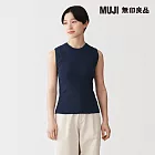 【MUJI 無印良品】女薄針織無袖針織衫 S 深藍