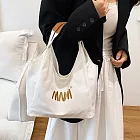 【HandStyle】側背包 大容量文藝刺繡百搭帆布手提肩包(18080) _白色