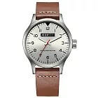 Jeep Spirit   美式派對美國復古風腕錶-銀X褐色