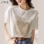 【初色】字母玩趣印花T恤-白色-99435(M-2XL可選) M 白色