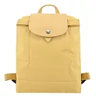 LONGCHAMP LE PLIAGE GREEN系列刺繡再生尼龍摺疊後背包 小麥黃