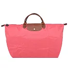 LONGCHAMP LE PLIAGE系列短把再生尼龍摺疊水餃旅行袋(大)  石榴紅