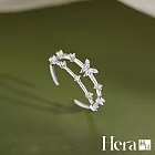 【Hera 赫拉】精鍍銀蝴蝶水鑽雙層戒指 H112032204 銀色