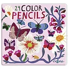 eeBoo 24色鉛筆(鐵盒) - Butterflies and Flowers Color Pencils  花花世界