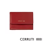 【Cerruti 1881】限量2折 義大利頂級小牛皮女用短夾零錢包 全新專櫃展示品(紅色 CEPD06164M)