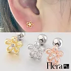 【HERA赫拉】鈦鋼簍空小花水鑽耳骨釘/耳釘-單顆 銀色