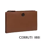 【Cerruti 1881】限量2折 義大利頂級小牛皮女用長夾 全新專櫃展示品(琥珀色 CEPD06327M)
