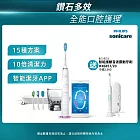 【Philips飛利浦】買1送1_官方直營 Sonicare Smart 鑽石靚白智能音波震動牙刷/電動牙刷(HX9924/02)+音波牙刷HX6857/20 晶鑽白