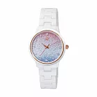 RAINBOW TIME 晶鑽點綴三色漸層陶瓷腕錶-玫瑰金X白