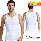 【Charmen】NY025高彈束胸收腹無袖塑身衣 男性塑身衣(超值兩入組) 白色XL*2