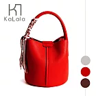 KaLala 法式經典 優雅兩用手提斜背小牛皮水桶包 紅色