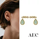 AEC PARIS 巴黎品牌 白鑽東菱玉耳環 金色小水滴耳環 STUDS ROMA