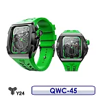 【6/30前限時加送原廠錶帶+原廠提袋】Y24 Quartz Watch 45mm 石英錶芯手錶 QWC-45 黑錶殼/綠錶帶 (適用Apple Watch 45mm)