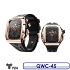 【6/30前加送原廠錶帶+原廠提袋】Y24 Quartz Watch 45mm 石英錶芯手錶 QWC-45 黑玫瑰金錶殼/黑錶帶 (適用Apple Watch 45mm)