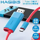 HAGiBiS海備思 高刷新率Type-C轉DisplayPort轉換器8K@60Hz 紅藍色
