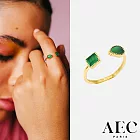 AEC PARIS 巴黎品牌 方形X梨形切割綠瑪瑙 金色可調式戒指 THIN RING KATIA