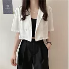 【BJ COLLECTION】日系純色簡約短版排釦西裝領上衣外套BJC30055 FREE 白色