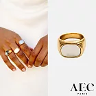 AEC PARIS 巴黎品牌 方形金色寬版戒指 白色母貝戒指 LARGE RING COLUMBA 54