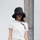 日本中初 接觸涼感寬大帽沿遮陽帽 抗UV 漁夫帽 小臉帽 黑色