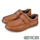 【GREEN PHOENIX】男 休閒鞋 休閒皮鞋 商務皮鞋 全真皮 沾黏式 EU40 咖啡色
