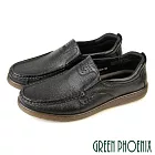 【GREEN PHOENIX】男 休閒鞋 休閒皮鞋 商務皮鞋 全真皮 直套式 EU39 黑色