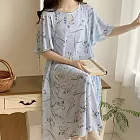 【Wonderland】100%嫘縈古風旗袍式睡衣洋裝(8款) FREE 蝴蝶花(藍)